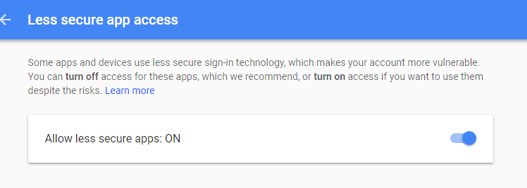 google account enable for less secure app 